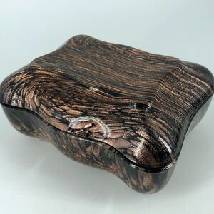 Hand-Blown Art Glass Murano V. Nason & Co Italian Copper Aventurine Trinket Box